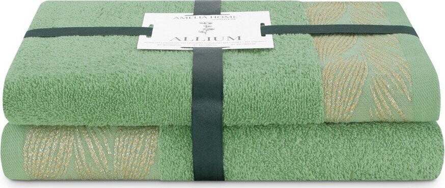 Světle zelené froté bavlněné ručníky a osušky v sadě 2 ks Allium – Restilo