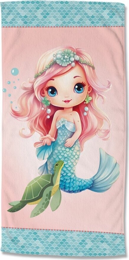 Modrá/růžová dětská sametová plážová osuška 75x150 cm Alisse – Good Morning