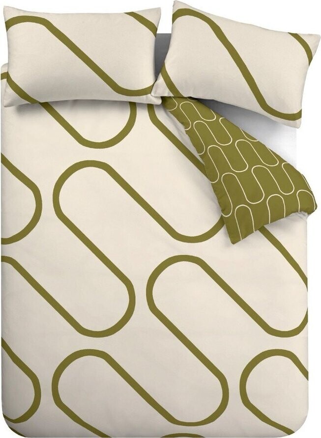 Khaki/béžové povlečení na jednolůžko 135x200 cm Linear Curve – Catherine Lansfield