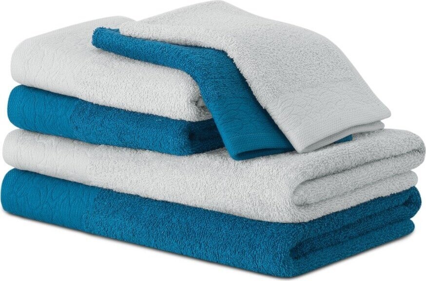 Modré/šedé froté bavlněné ručníky a osušky v sadě 6 ks Flos – Restilo