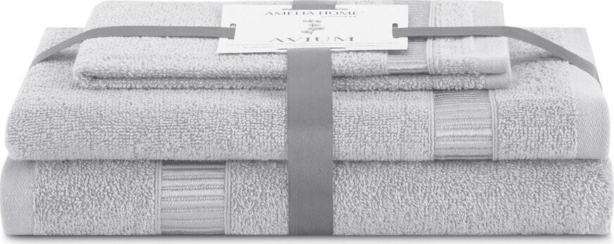 Světle šedé froté bavlněné ručníky a osušky v sadě 3 ks Avium – Restilo