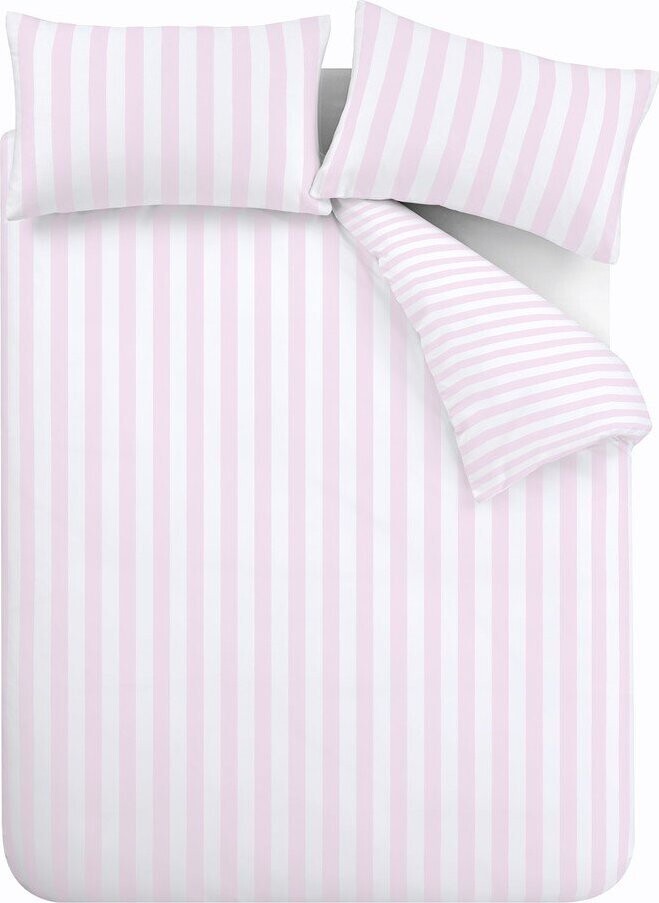 Bílé/růžové povlečení na jednolůžko 135x200 cm Stripe Tease – Sassy B