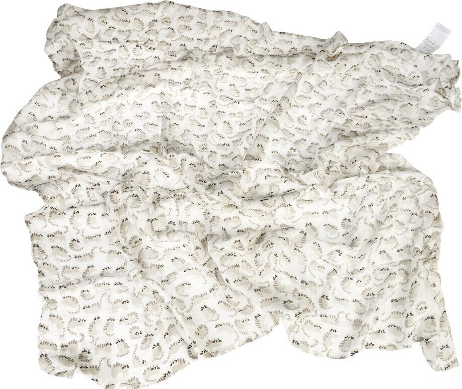 Bílá/šedá mušelínová zavinovací dětská deka 120x120 cm Kitty Cats – Rex London