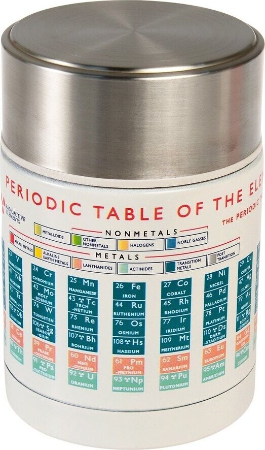 Krémová/ve stříbrné barvě termoska na jídlo/dětská 450 ml Periodic Table – Rex London