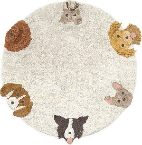 Krémový pratelný/ručně tkaný bavlněný dětský hrací koberec ø140 cm Dogs – Lorena Canals