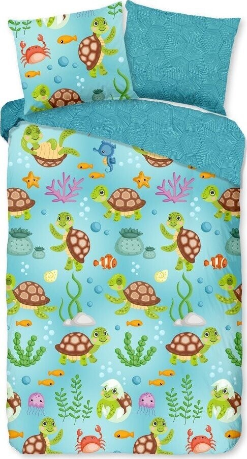 Modré bavlněné dětské povlečení na jednolůžko/prodloužené 140x220 cm Turtles – Good Morning