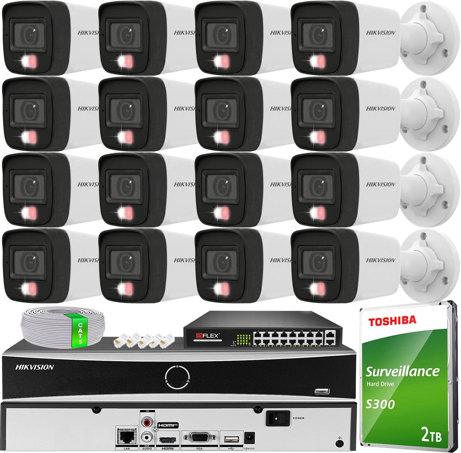 Sada monitorování pro 16 kamer 4 MPx Hikvision Hybrid Light PoE Mikrofon