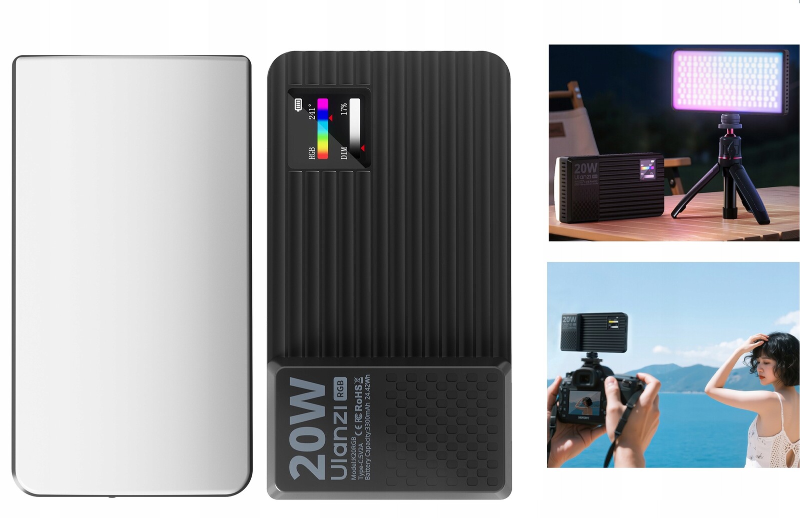 Led lampa 20W Rgb Ulanzi K20RGB Video 1800-9000K pro telefon fotoaparátu Kamery