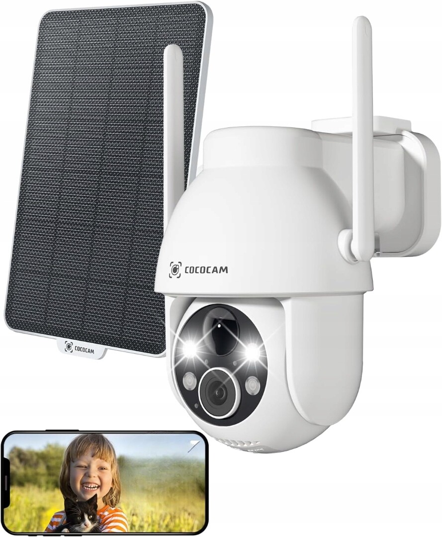 Venkovní Bezpečnostní Kamera Cococam 360° IP66 Solární Panel Sada