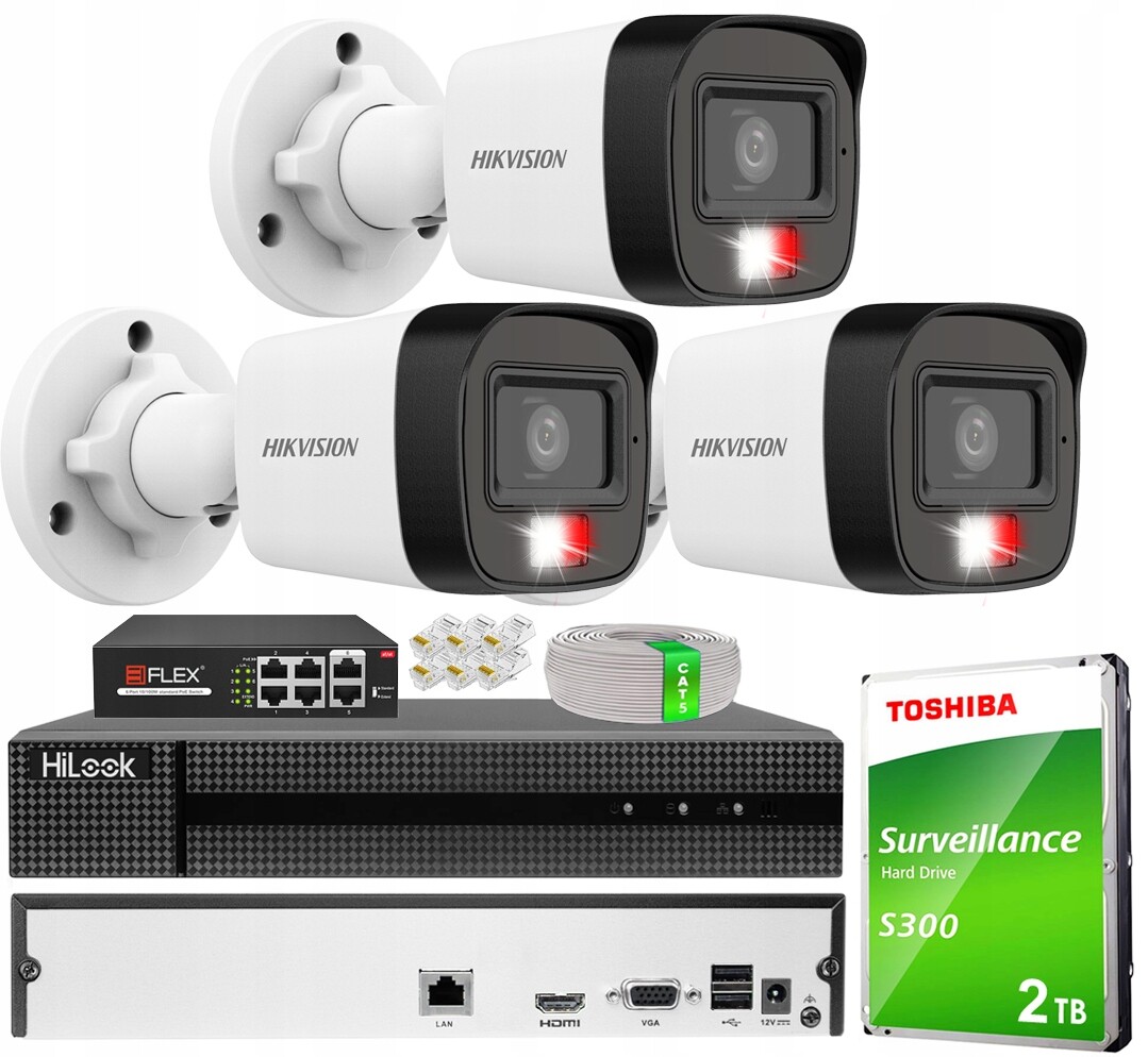 Sada Monitorování Ip Hikvision 3 Kamery 4 Mpx Monitorování Domu Nemovitosti