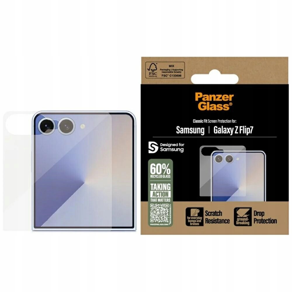 Tvrzené sklo pro Galaxy Z Flip7 PanzerGlass – Classic Fit, ochrana Ips 9H