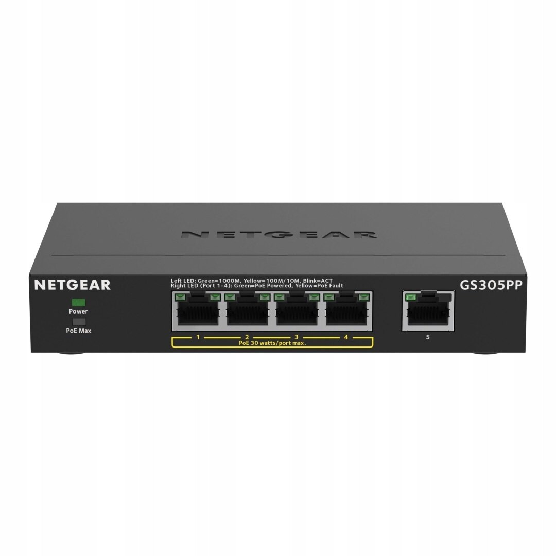 Switch přepínač Netgear GS305PPv3 5x 100M/1G (4xPoE+ 83W)