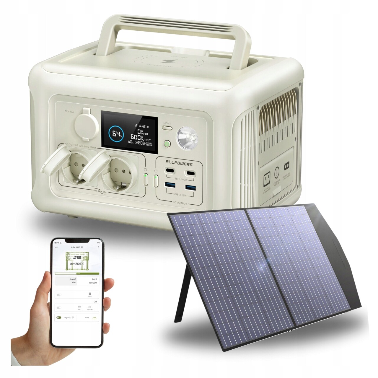 Zásobník Proudu Mobilní Napájení 299WH Allpowers R600 Bílá Sada Panel