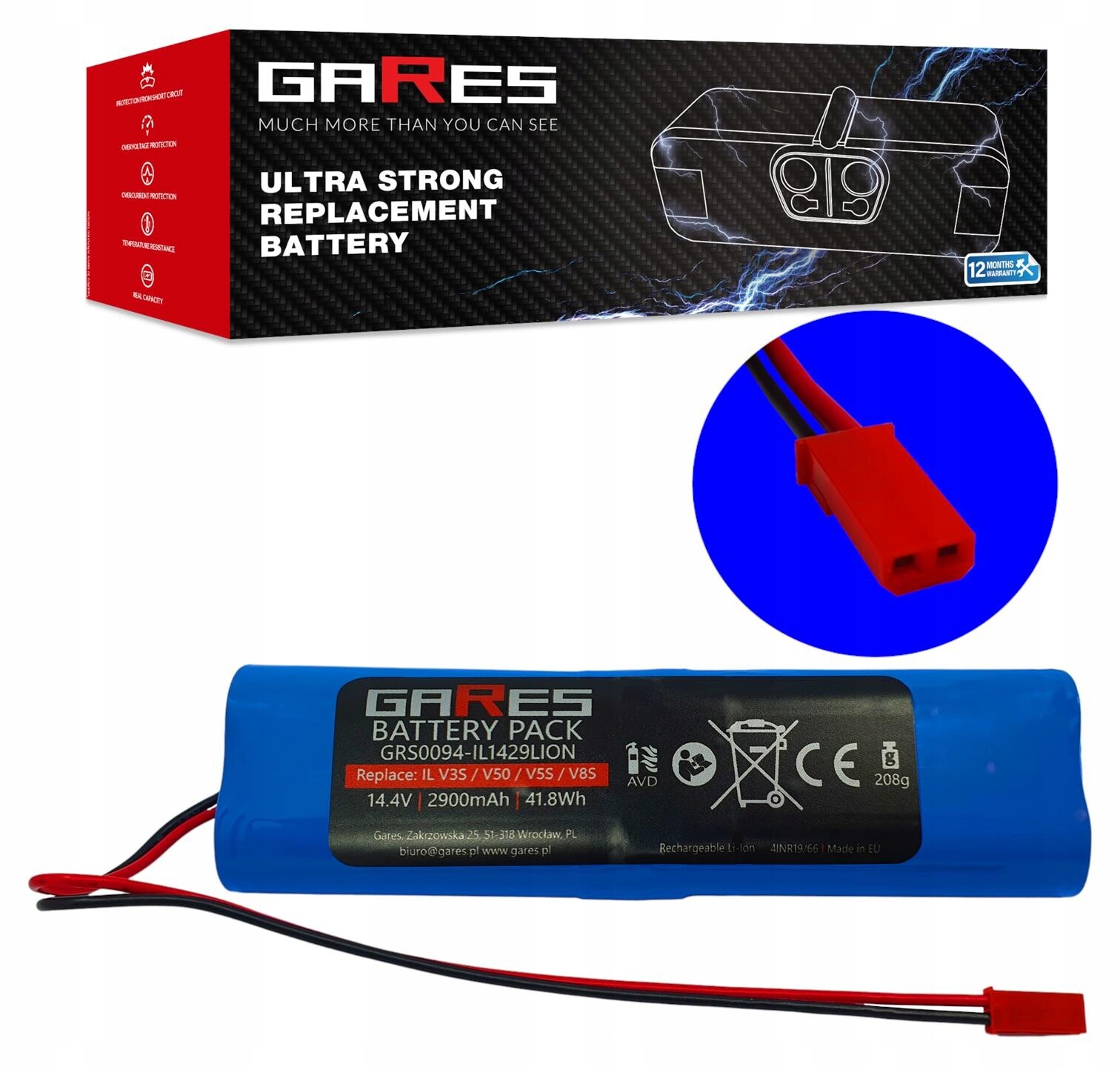 Akumulátor Gares pro ILife V3S V50 V5S V8S V50 X750 14,4V 2,9Ah