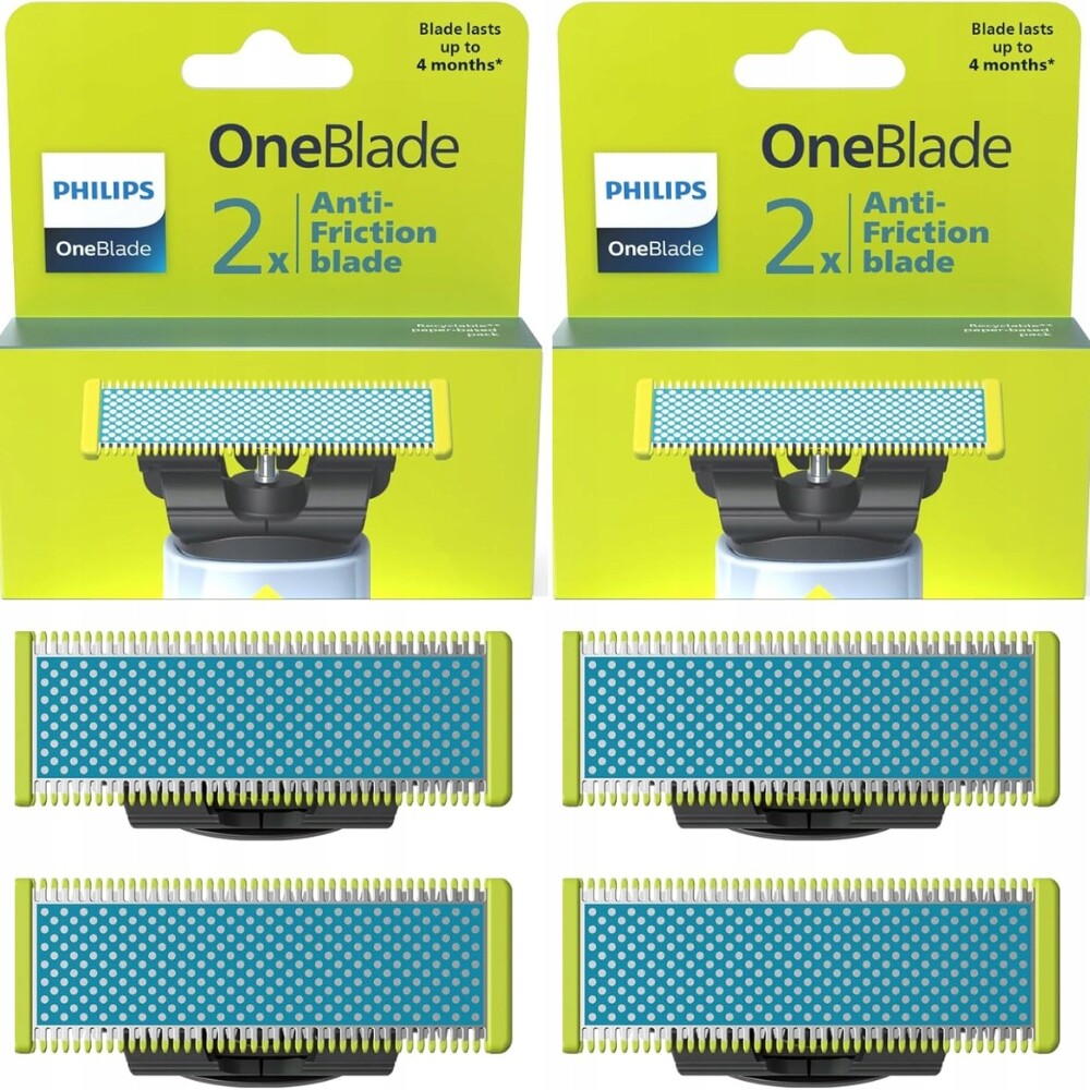 4x Originální čepele Philips Oneblade Citlivá kůže Čepel holicího strojku