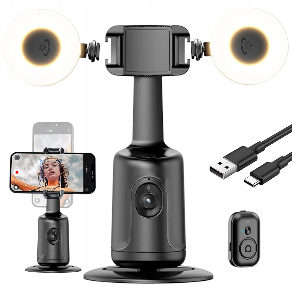 Gimbal Pro Nahrávání S Otáčením O 360° A Led Osvětlením Pro Telefon