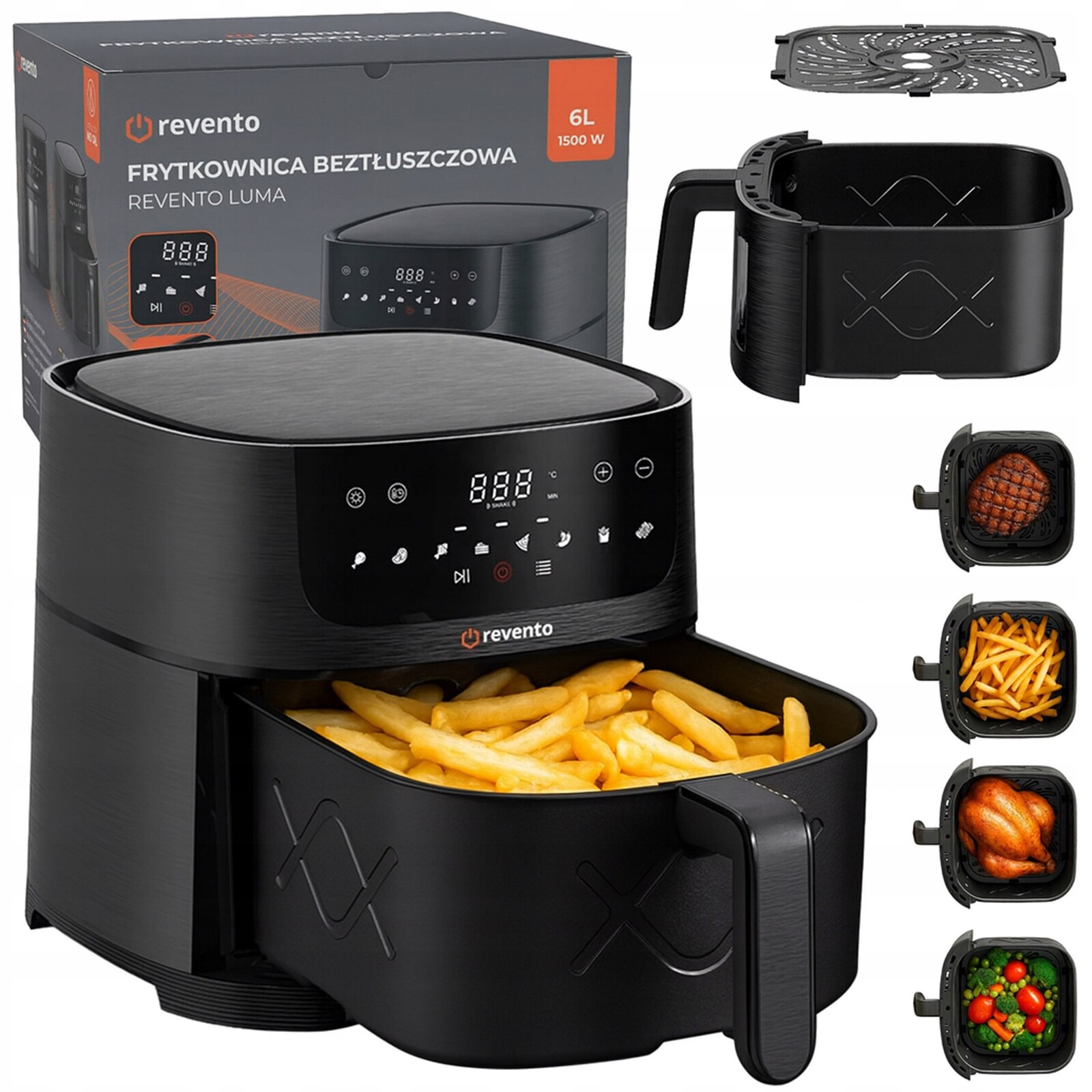 Beztuková Fritéza Air Fryer 6 L Airfryer Silná Fritéza 8 Progamů