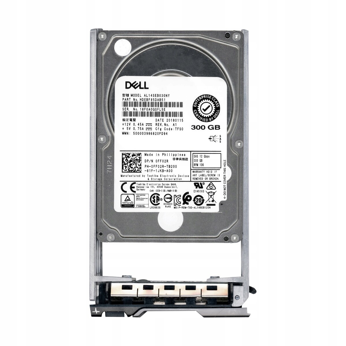 Dell 0FF02R 300GB 10K 128MB SAS-3 2.5'' AL14SEB030NY