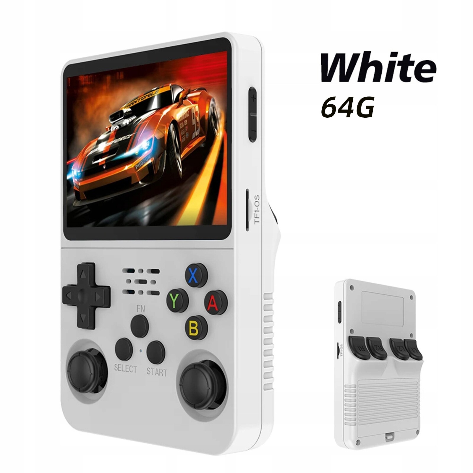 Přenosná herní konzole R36S Retro, 3,5palcový Ips displej, R36S bílá 64GB