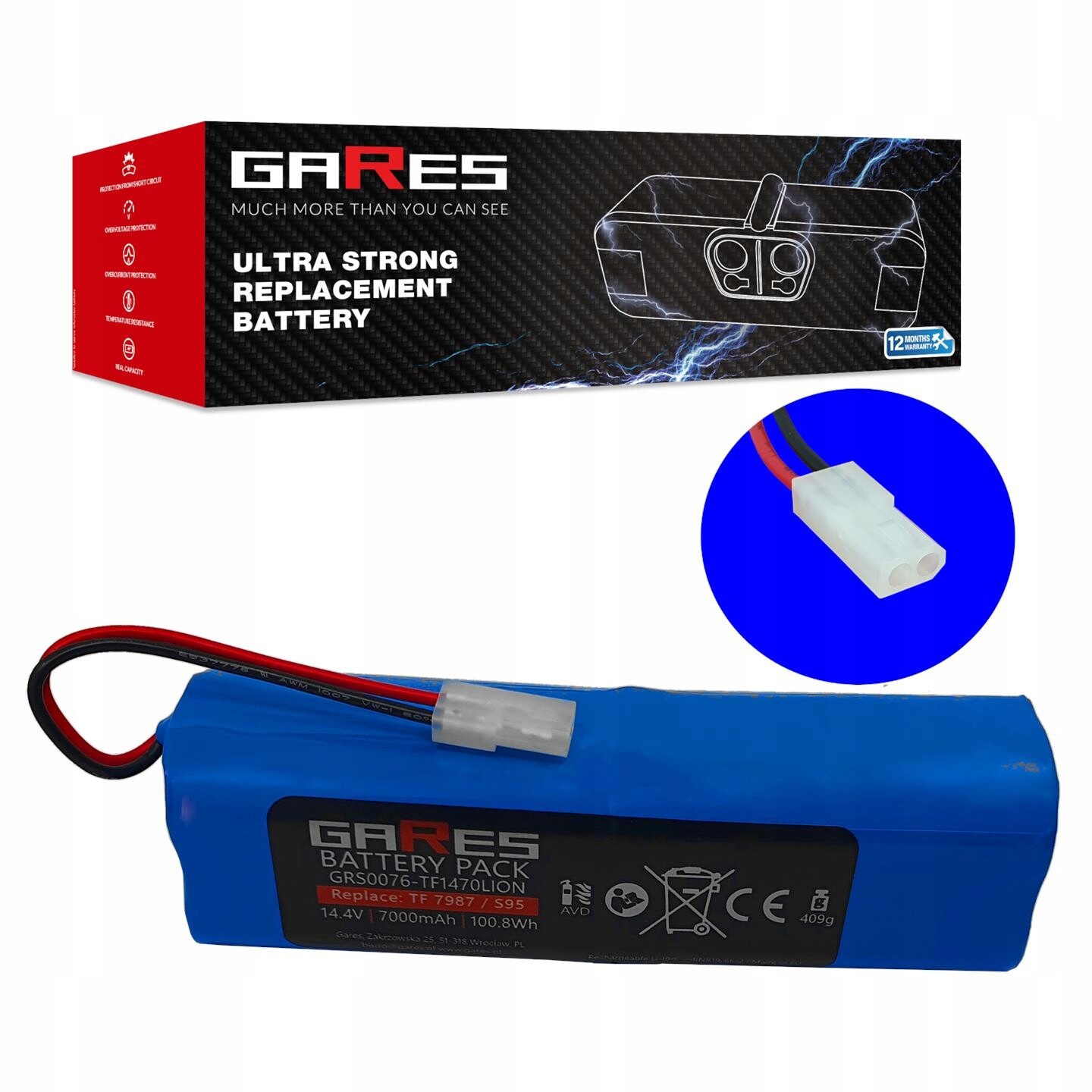 Akumulátor Gares pro Tefal Serie 95 RG7987 RG7975WH 14,4V 7,0Ah