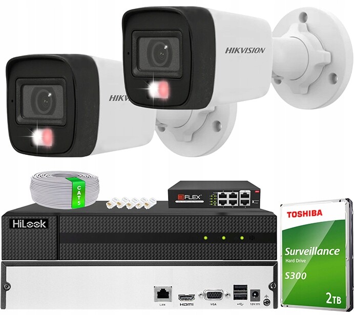 Monitorovací sada HIkvision 4MPX 2 Venkovní kamery PoE Mikrofon Disk 2TB