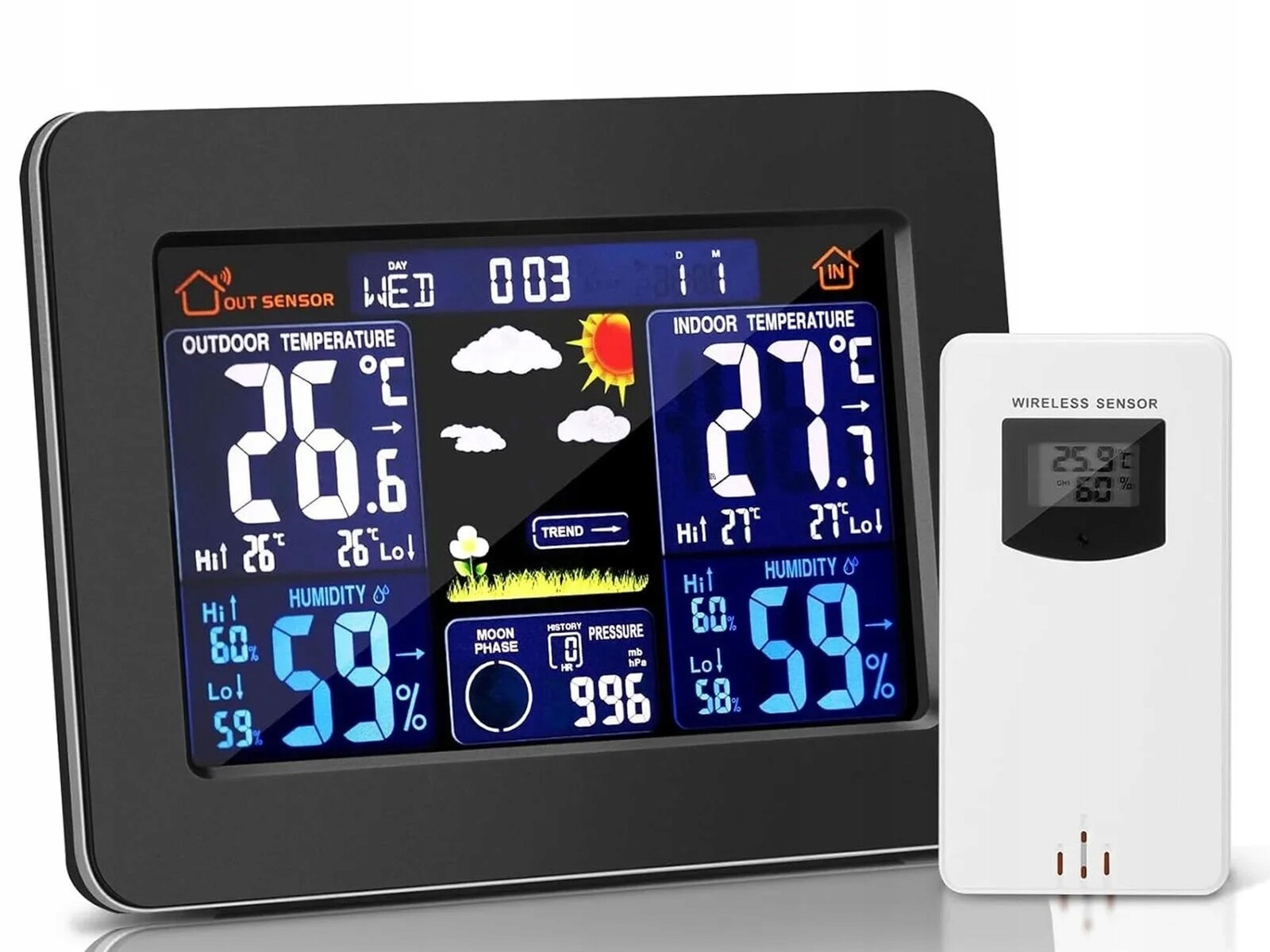 Stanice počasí Bezdrátový barometr Vlhkoměr Teploměr senzor