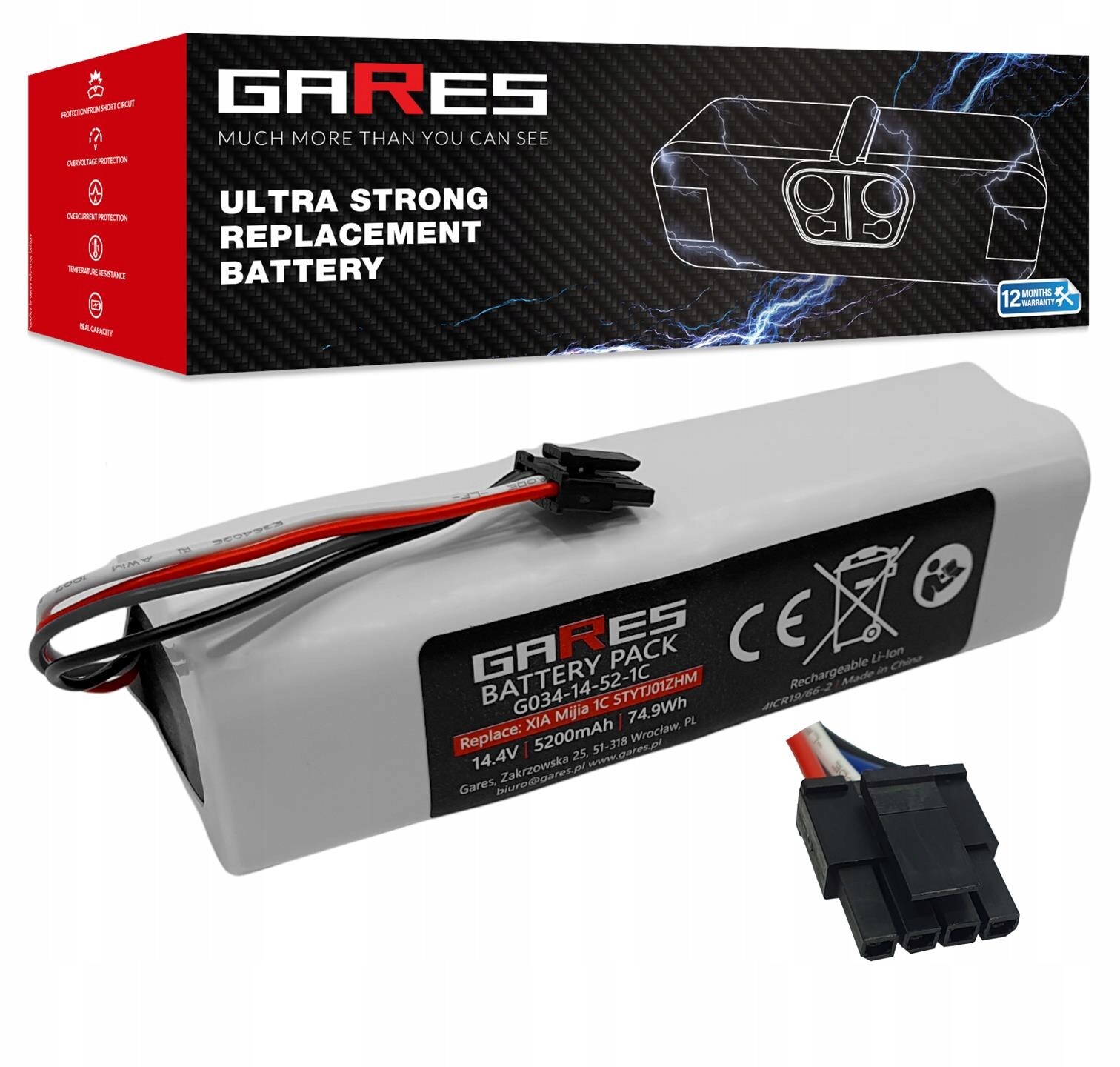 Akumulátor Gares pro Xiaomi X10+ Plus B101CN B105CN Omni 1S 14,4V 5,2Ah