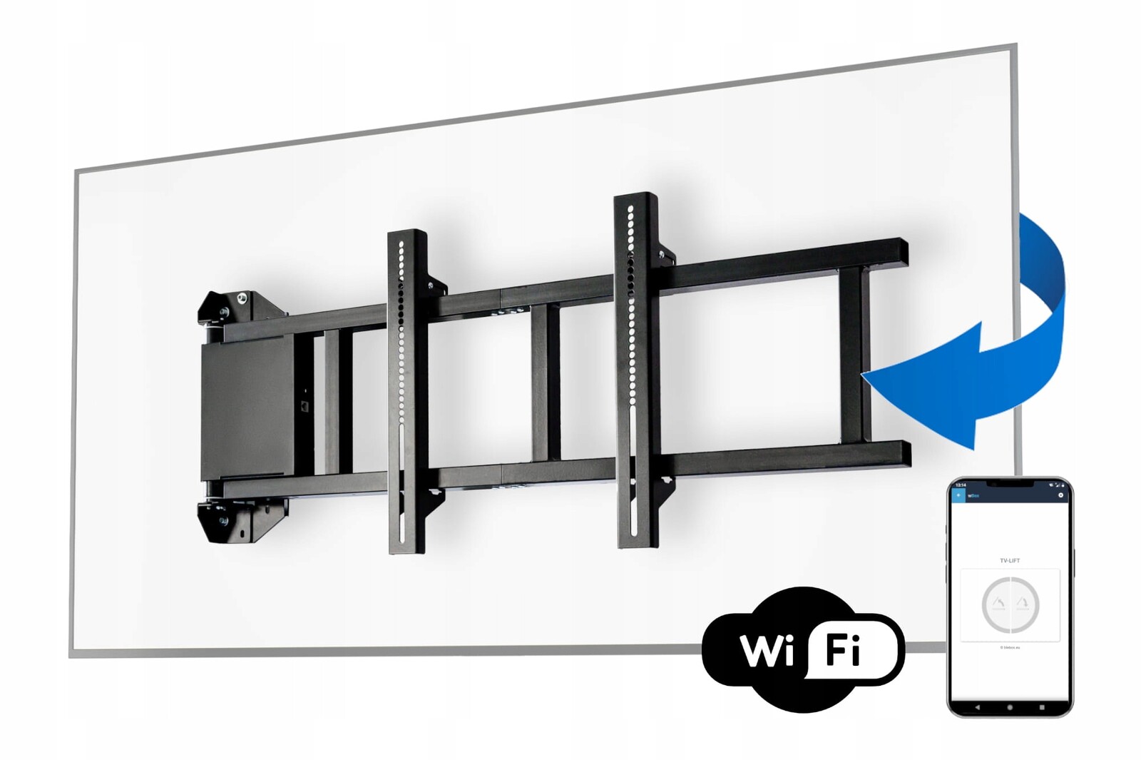 Elektrický nástěnný držák na televizor otočný o 180 stupňů 75 palců WiFi