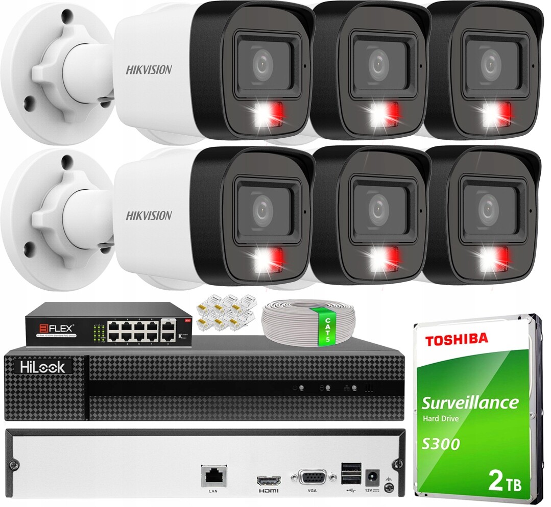 Sada Kamer Pro Monitorování 4MPX Ip Poe 6 Kamer Hikvision 2TB Aplikace