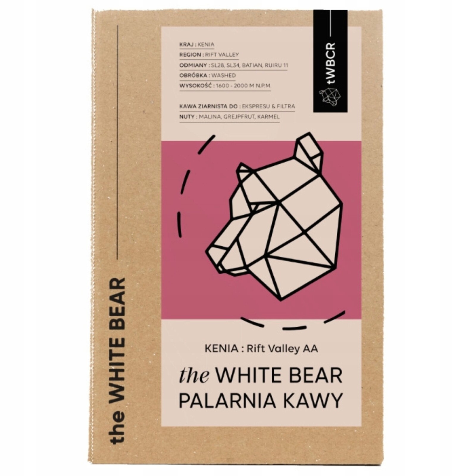 Káva zrnková The White Bear Keňa Rift Valley 1 kg 100% Arabika