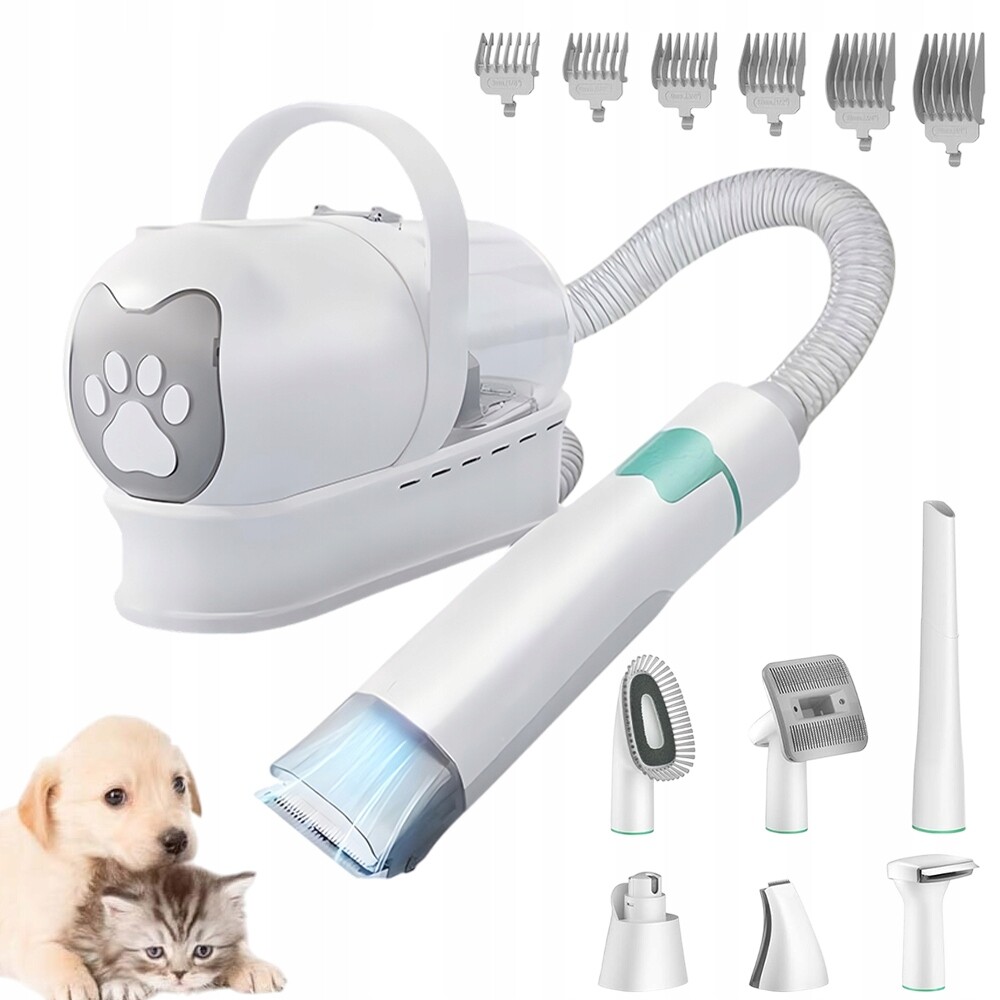 Groomerský strojek pro psy a kočky se 6 vyměnitelnými nástavci a kartáčkem
