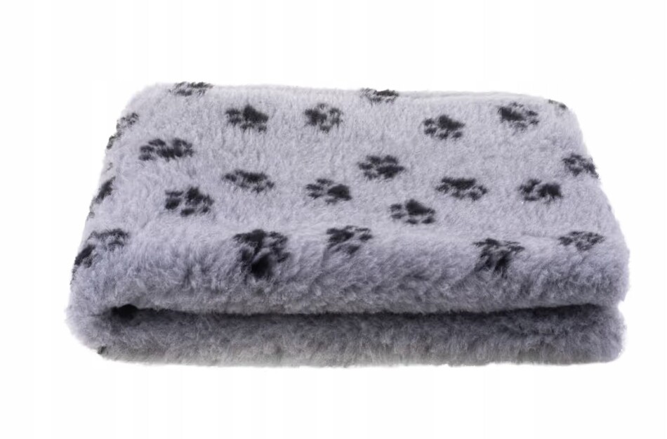 DryBed Blovi VetBed A+ Pelíšek L 150 x 100 cm Světle šedá s černými tlapkami