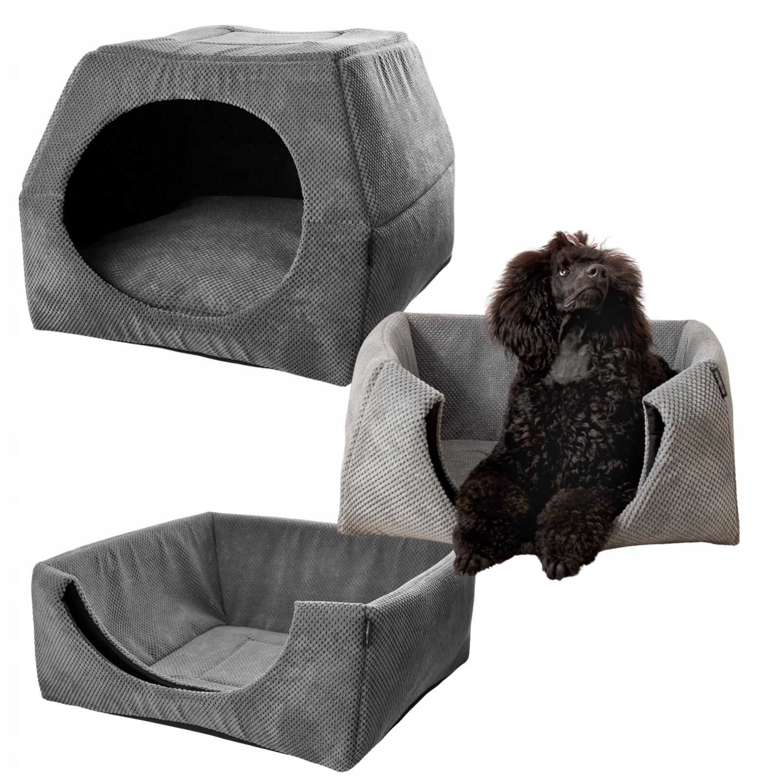 Pelíšek pro psa kočku Budka 2v1 XL Domeček 70x70 cm Potah Protiskluzové