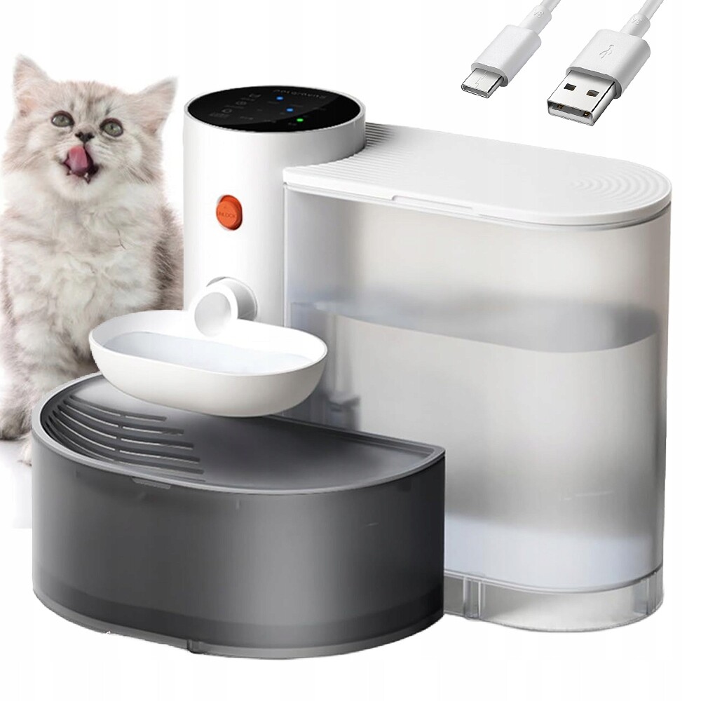 Automatické Krmítko Fontána Pro Kočky Psa Filtr 2000 Mah Tichý 3L
