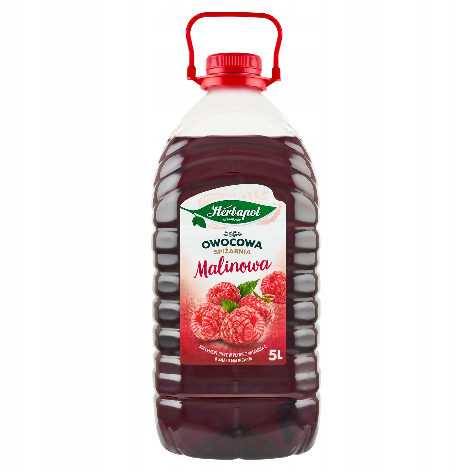 Ovocný sirup Malinová spíž s vitamínem C 5L Herbapol malinový sirup