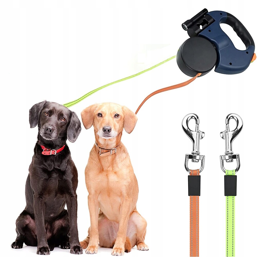 Vodítko Automatická Dvojitá Pro Dva Psy, Psa, Reflexní Svítilna, Páska 3M