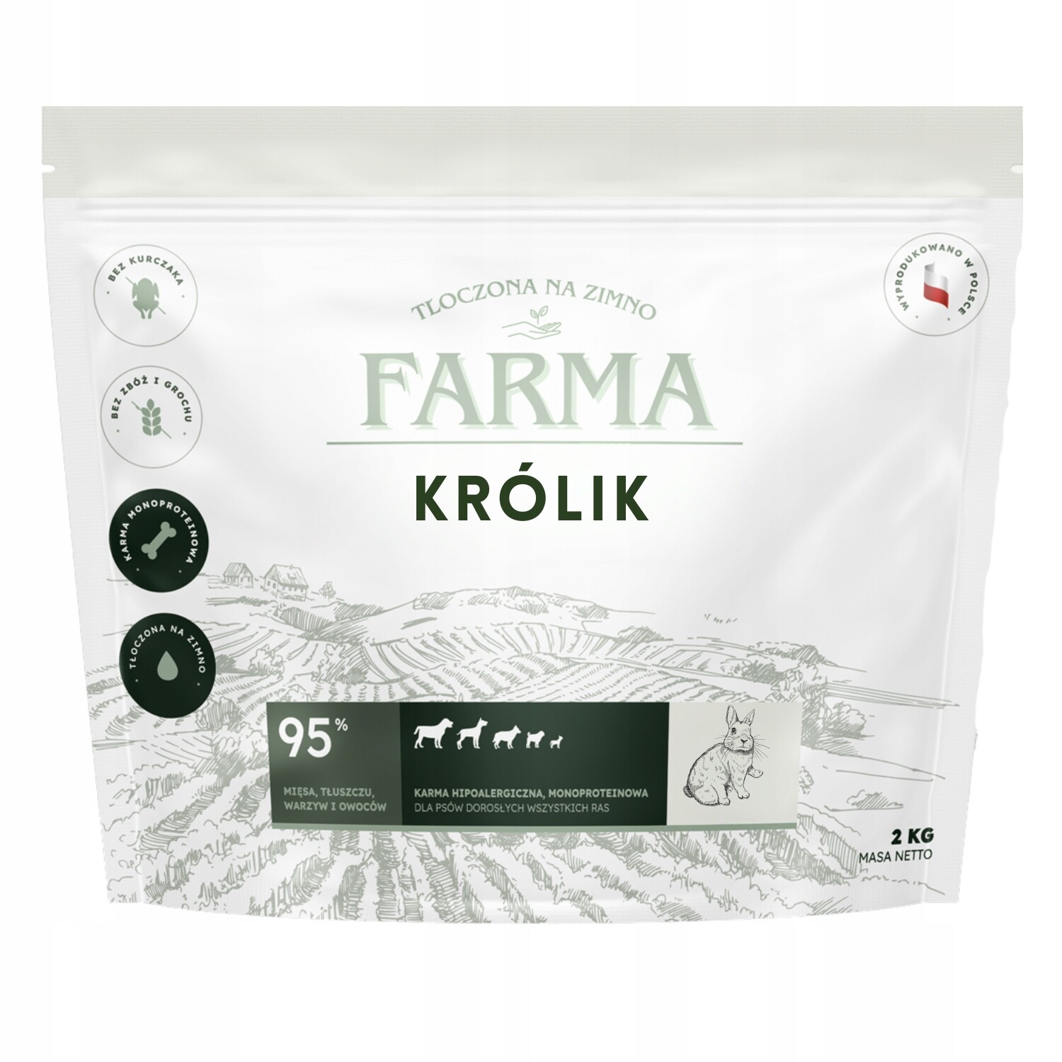 Farma Krmivo pro psa lisované za studena Hypoalergenní králík 2kg