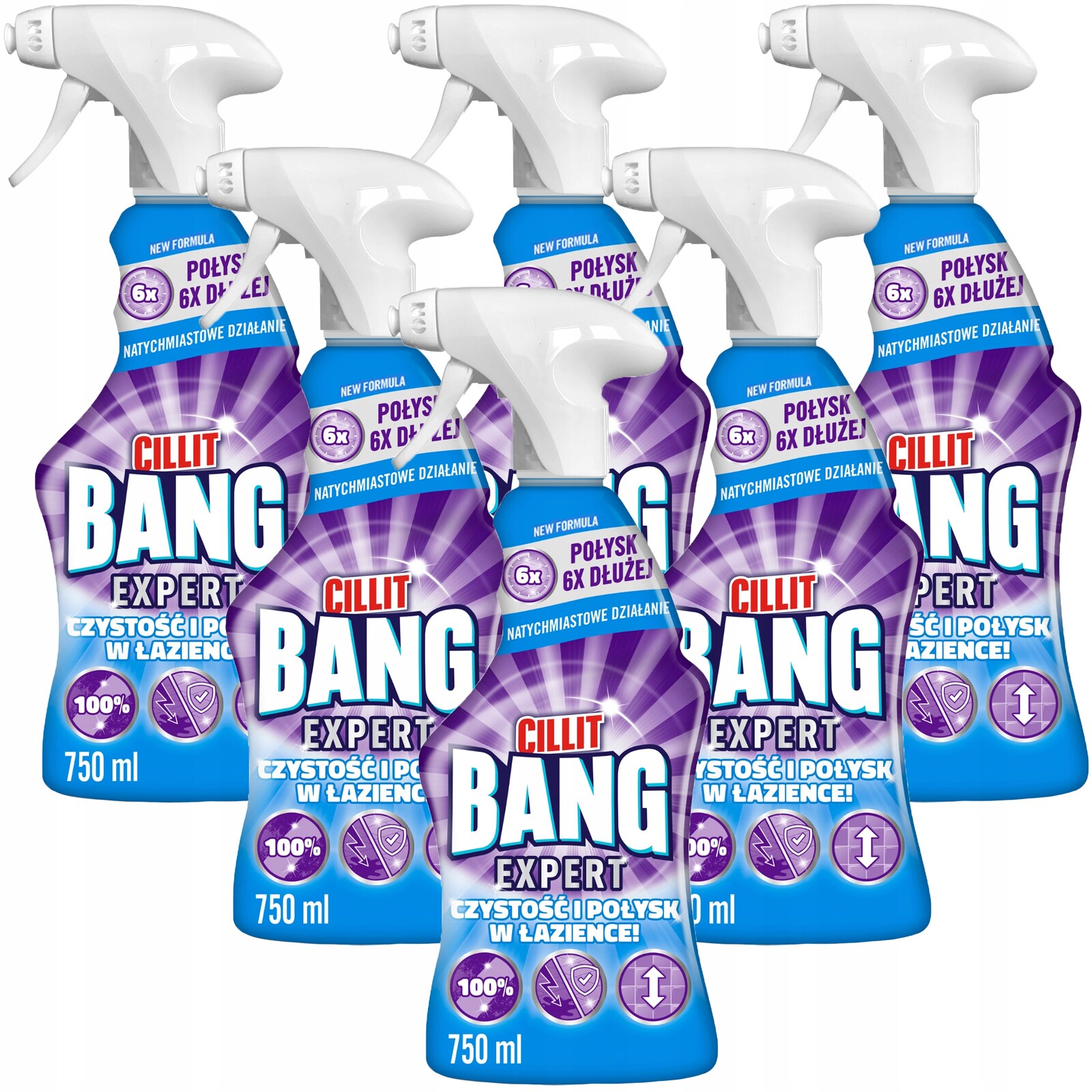 Cillit Bang Expert Čistota a lesk Sprej na čištění koupelny 6 x 750 ml