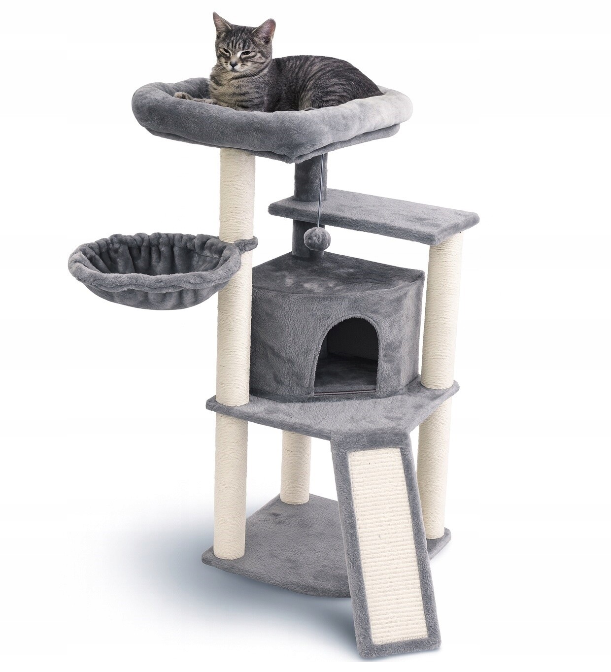 Drapak pro kočky pelíšek Domeček budka strom Sloupky |106 cm (F032)