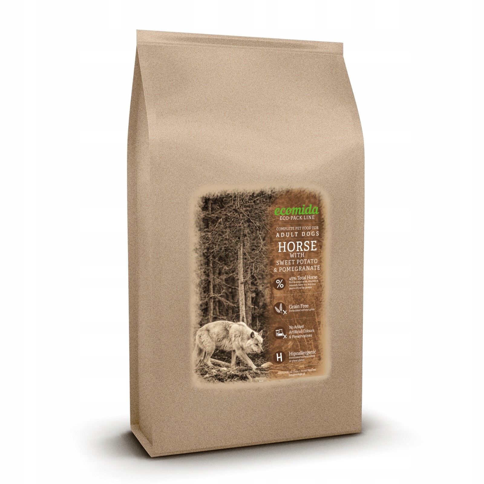 Ecomida Bez obilovin Hypoallergenic Monoproteinová Konina 6 kg Suché Krmivo Psi