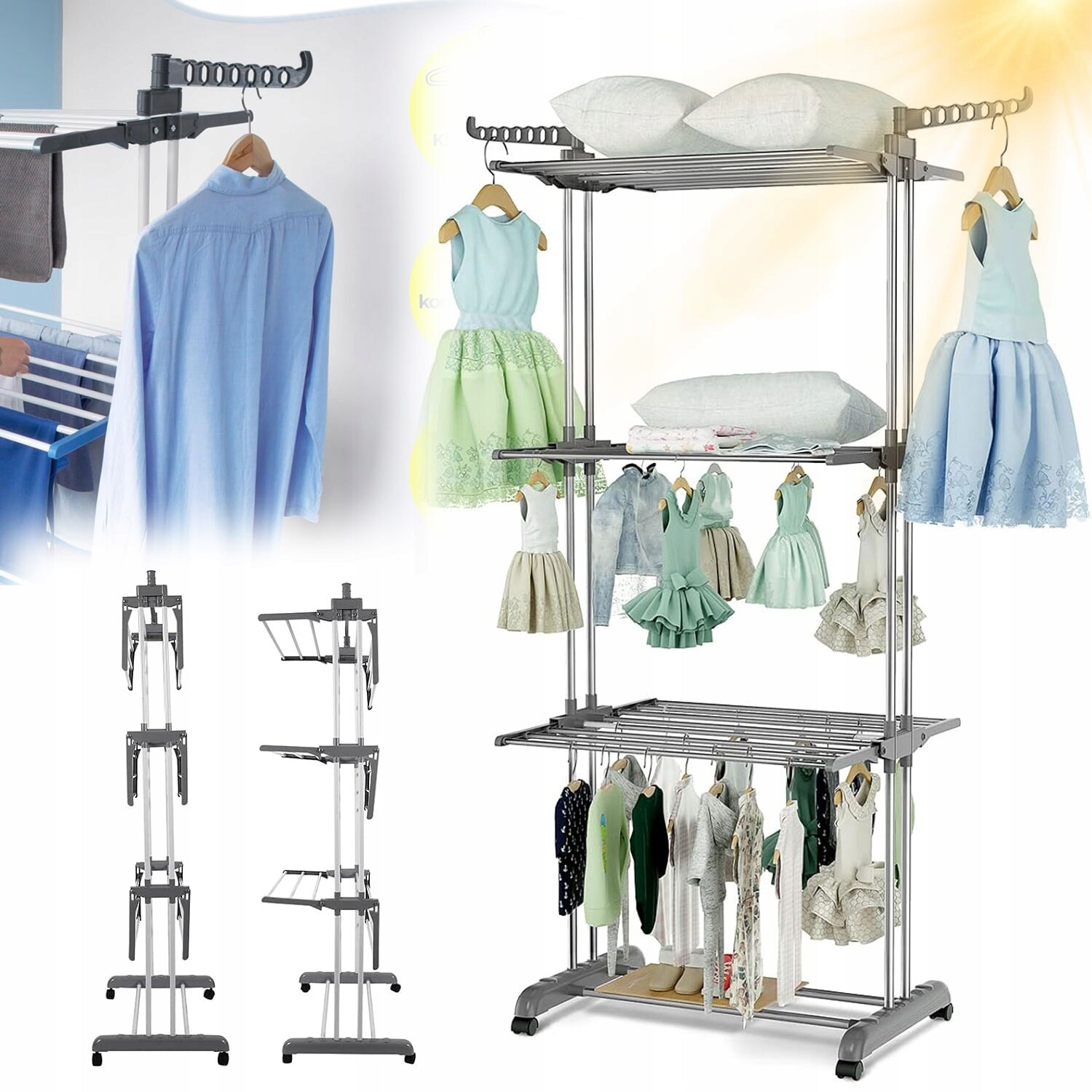 Sušák Na Prádlo Oblečení Spodní Prádlo Vertikální Velká Kovová Černá