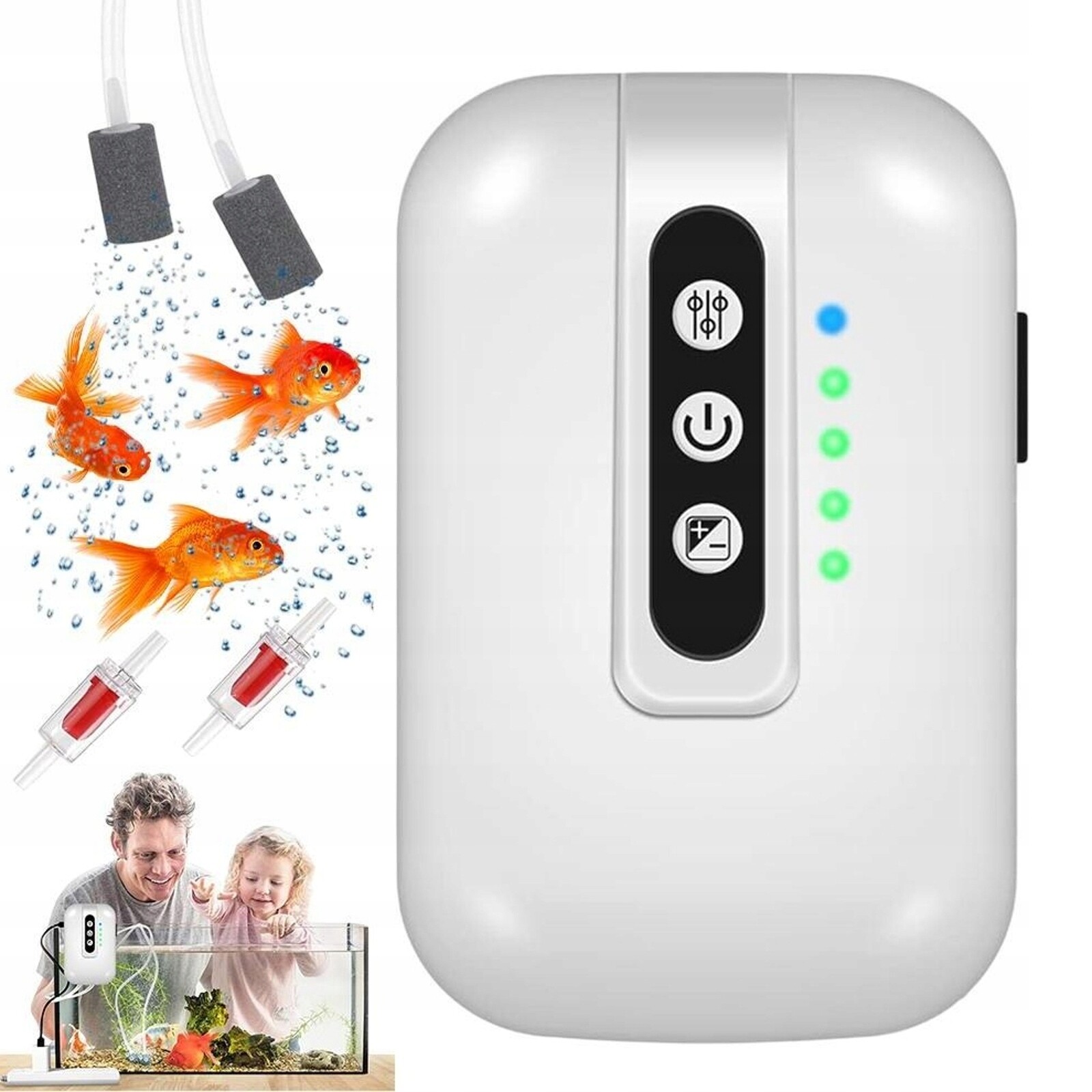 Ultra Tichý Provzdušňovač Do Akvária 30-100 L S Baterií 2200 Mah