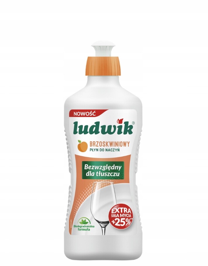 Tekutý prostředek na mytí nádobí Ludwik Broskvový 0,45 l
