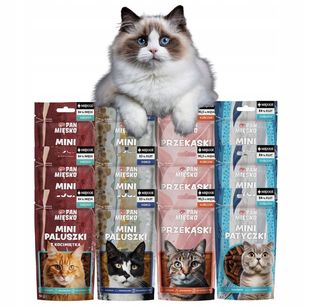 Pan Mięsko Přírodní měkké pamlsky pro kočky MIX 12x50 g