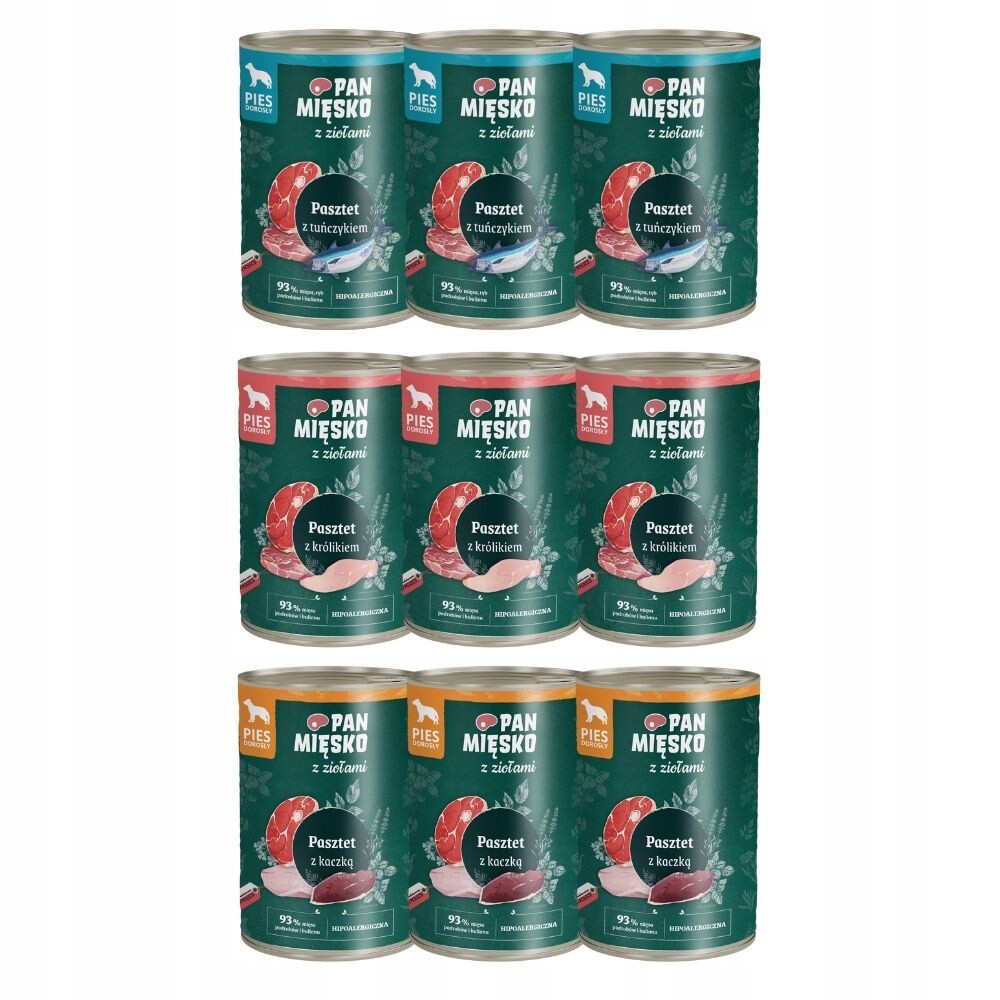 Pan Mięsko Hypoalergenní paštika s tuňákem a bylinkami 12×400 g pro psa