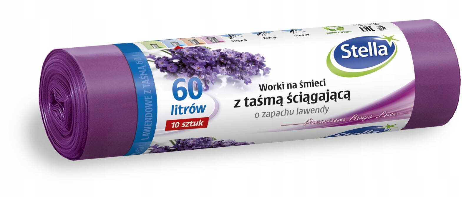 Stella 60L 10 Ks Sáčky Na Odpadky Páska Vůně Levandule
