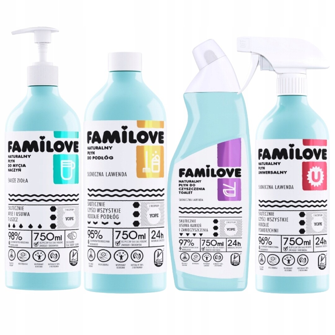 Yope FamiLove Čisticí prostředek na Wc podlahy Univerzální sada Mix 4 ks