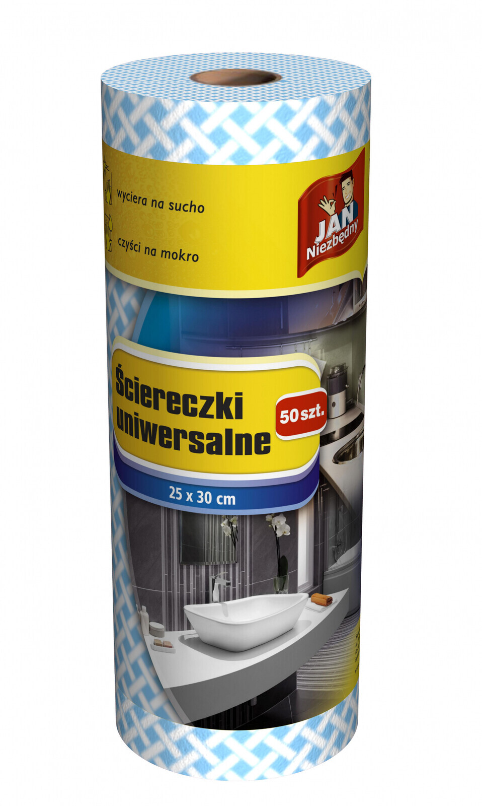 Utěrka z netkané textilie Jan Niezbędny v balení 50 ks, vícebarevná