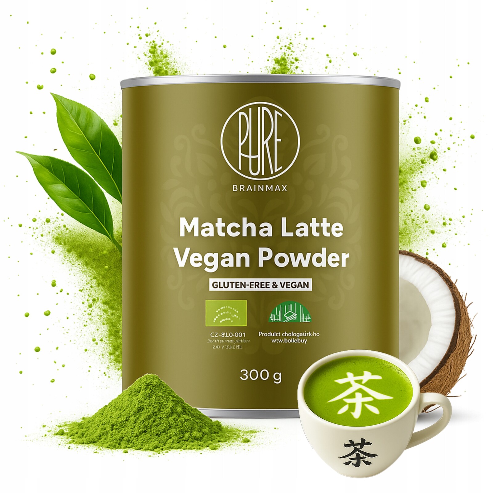 Přírodní Japonská Matcha Latte Grade, Vegan, Bio, 300 G