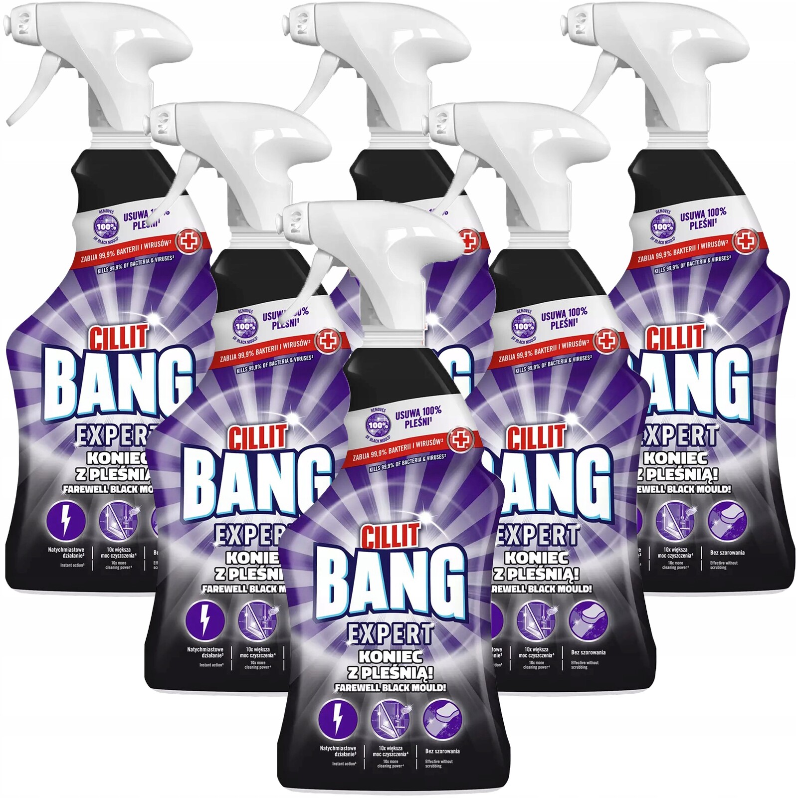 Cillit Bang Sprej na odstraňování plísní a usazenin z vany, toaletních dlaždic 6 x 750 ml